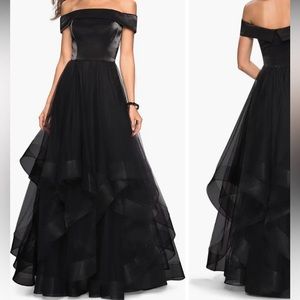 La Femme 27224 Black Off the Shoulder Evening Gown Size 10 NWOT